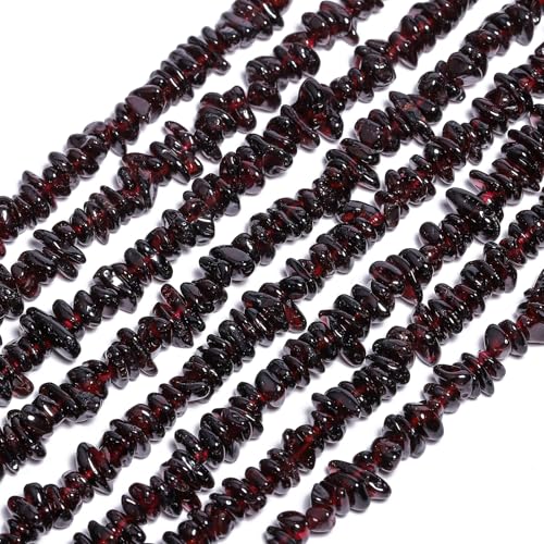 30in Garnet Natural Chip Stone Beads 5-8mm About 230pcs, Irregular Drilled Red Bead for Bracelets Jewelry Making Supplies for Adults, DIY Crafts. - color: Garnet, size: 5-8mm Stone Chip Beads