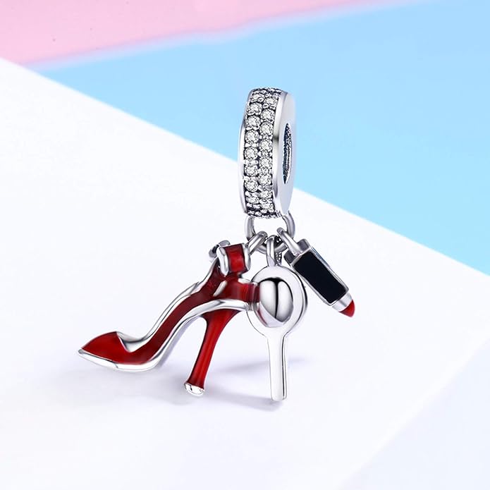 925 Sterling Silver Charms Fit Pandora Charms Bracelet I Love You to The Moon and Back Fit Wife Mom Christmas Birthday Gift