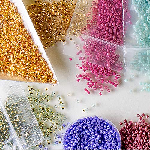 Miyuki Delica Seed Beads Bundle: Size 11/0, Blue Opaque Palette Collection DB1137, DB1138, DB1497-3 Tubes of 7.2 Grams ea