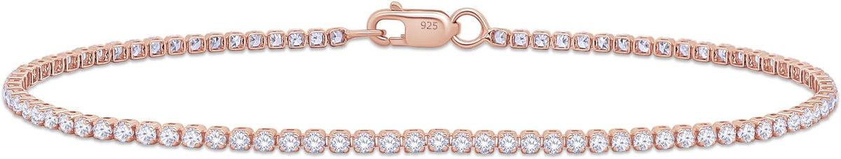 Tennis Bracelet for Women 1.10 to 1.30 Carat (ctw) Round Lab Grown Diamond Single Row Stacking Dainty Bracelets for Brides In 10K Solid Gold Or 925 Sterling Silver Jewelry Size-6.5 to 7.5 Inch