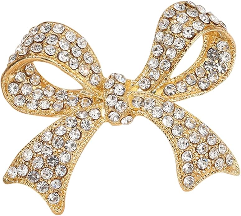 Elegant Crystal Bow Brooch Pin for Women,Vinage Sparkly Rhinestones Brooches Pins Beautiful Lapel Pins Dress Suit Shirt Ceremony Clothes Accessories Jewelry