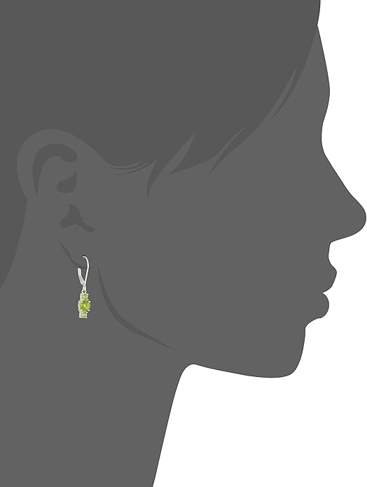 Amazon Essentials Sterling Silver Genuine and Created Gemstone Three Stone Birthstone Leverback Dangle Earrings