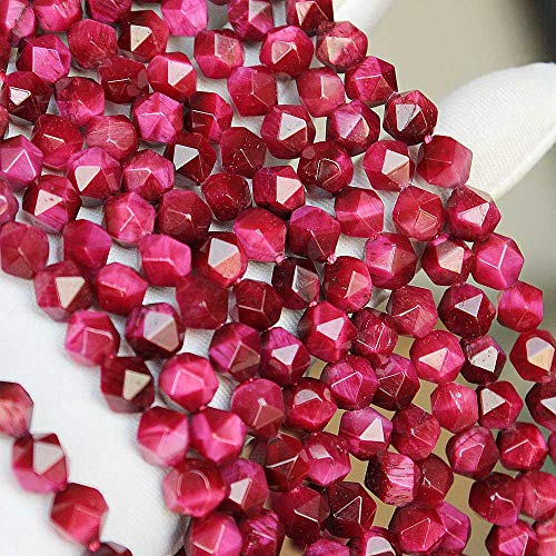 MJDCB Best Sellers Natural Stone Beads Faceted Polygon Rose Red Tiger Eye Crystal Energy Stone Healing Power for Jewelry Making(8mm) - color: Rose Red Tiger Eye
