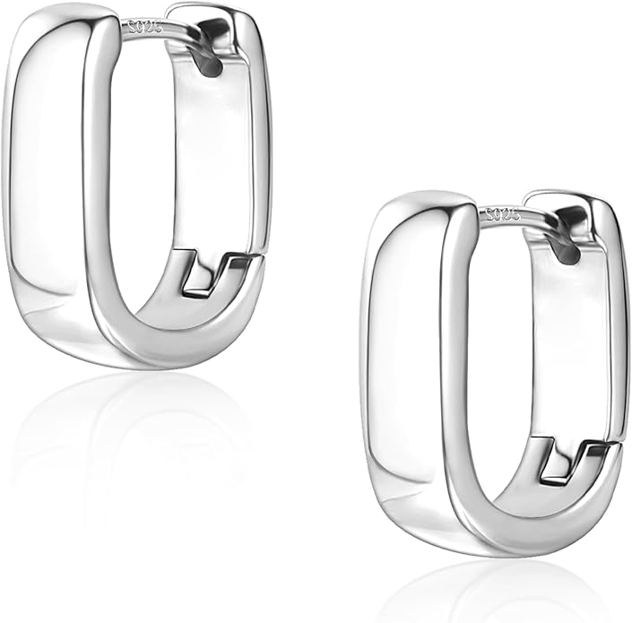 925 Sterling Silver Earrings Small Chunky Silver Earrings for Women Trendy Small Hoop Earrings Silver Hypoallergenic Earrings Small Thick Huggie Hoops Earrings for Jewelry Gifts