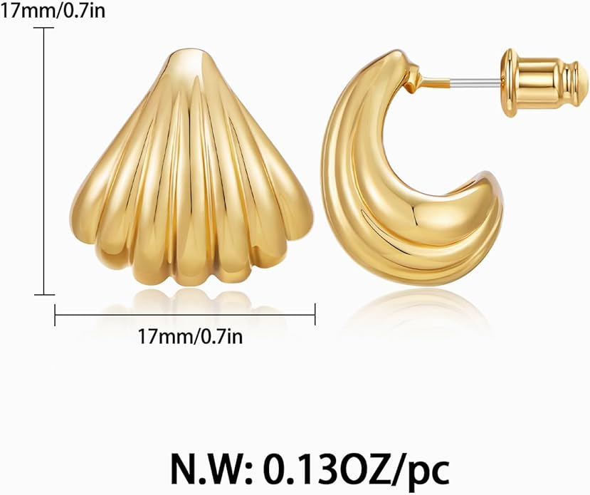 Shell Earrings for Women in Chunky Hoop & Teardrop Styles Boho Beach Statement Jewelry Available in Gold Silver & Rose Gold