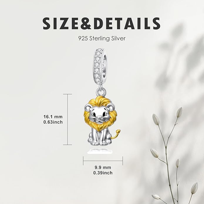 PROESS Sterling Silver/Red Panda/Cow/Highland Cow/Otter/Squirrel/Elephant/Axolotl/Cat/Fox/Bee/Butterfly/Hummingbird/Tiger/Lion/Mokeny/Koala/Dog Charm Animal Charms Bead for Jewelry Making