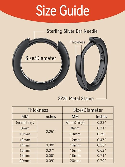 FaithHeart Sterling Silver Hoop Earrings for Women, Hypoallergenic Huggie Hoop Earrings Lightweight Small Cartilage Earrings Hoop Earring Dainty Everyday Earrings 6/8/10/12/14/15/16/18/20mm