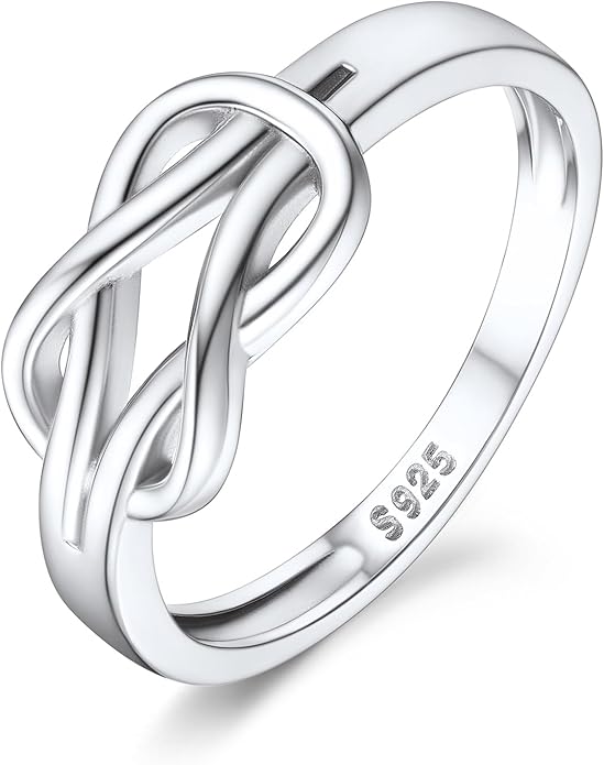 Suplight 925 Sterling Silver Ring Simple Infinity Knot Wedding Band Rings Love Knot Promise Ring for Women Size 4-12(with Gift Box)