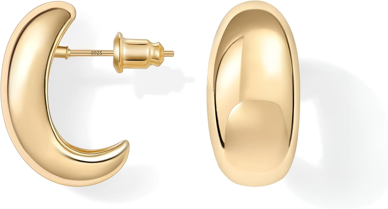 Gacimy Chunky Earrings for Women, Teardrop Earrings with 925 Sterling Silver Post, 14K Gold Plated Statement Drop for Women