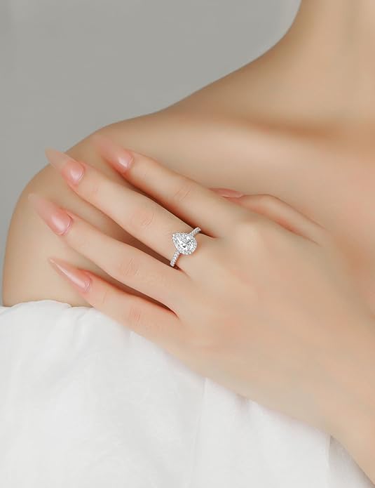 Elspeth 925 Sterling Silver Engagement Ring for Women Oval/Radiant/Pear/Princess/RoundCut Cubic Zirconia Promise Ring Size 4-10