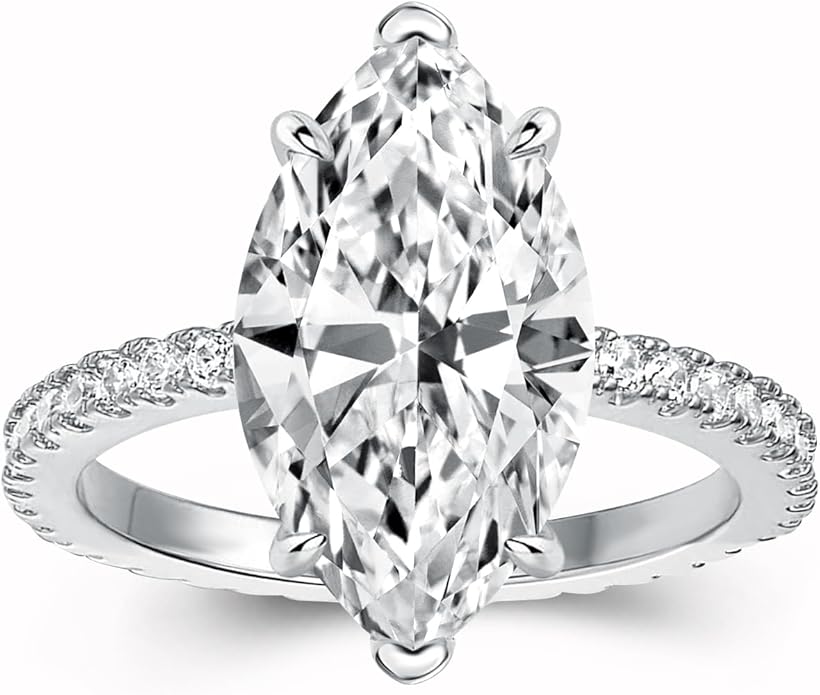 3.5CT Marquise Cut Engagement Ring, AAAAA Grade Cubic Zirconia Promise Ring for Women, S925 Silver Bridal Wedding Jewelry