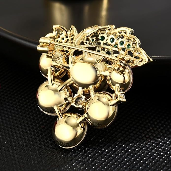 Fruit Brooch Austrian Crystal Rhinestone Brooch 18K Gold Plated Birthstone Lapel Pin Jewelry Birthday Gifts for Women Men