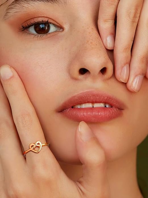 Bestyle 925 Sterling Silver Ring for Women, Minimalist Claddagh Ring Celtic Knot Ring for Women, Irish Promise Wedding Band, Gold/Rose Gold Vermeil Women Band Ring, Stackable, Gift for Her