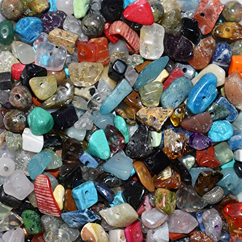 Natural Gemstone Beads Irregular Chips Stone Bead 5-8mm About 450pcs Crystal Loose Rocks Beads for Bracelet Necklace Jewelry Making (Multi)