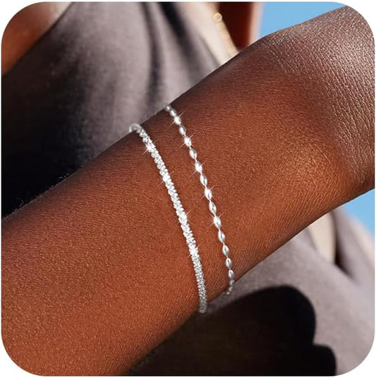 Hand Chain Bracelet for Women: Dainty 14k Gold Silver Plated Ring Chain Bracelets for Women Trendy Jewelry for Wedding Prom Birthday Gifts for Women