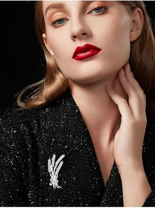 Handmade 14K Gold Bow and Ear Design Brooch, Pastoral Elegant Wheat Design Moissanite Corsage, Delicate Gift for Her