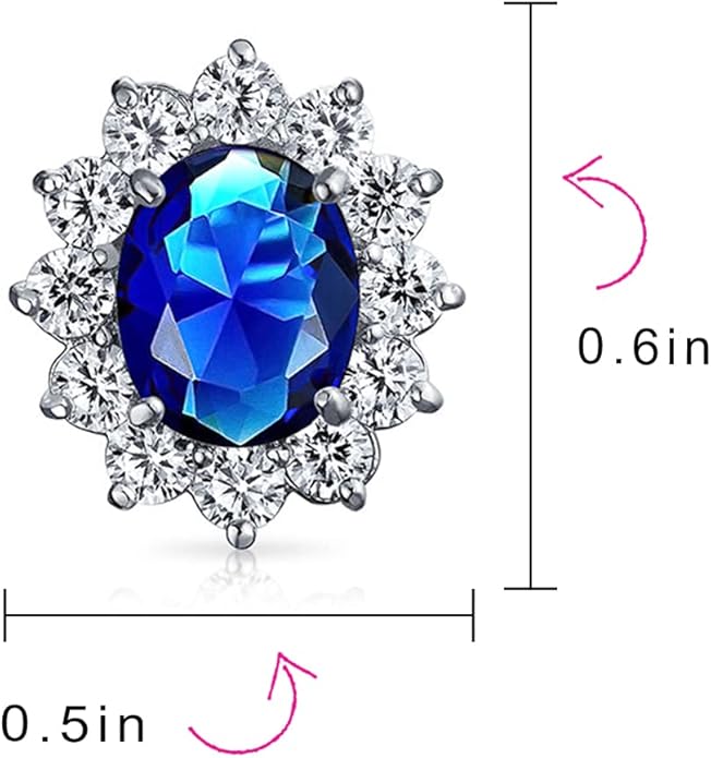 Traditional Classic Bridal Simulated Gemstones Cubic Zirconia AAA CZ Halo Crown Oval Stud Clip On Earrings For Women Wedding Non Pierced Ears Rose Gold Silver Plated