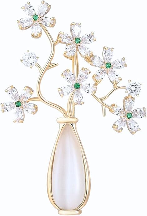 Rhinestone Flower Brooch Austrian Crystal Flower Pin 18k Gold Plated Floral Brooch Lapel Pin Jewelry Mother's Day Birthday Gifts for Mom Wife