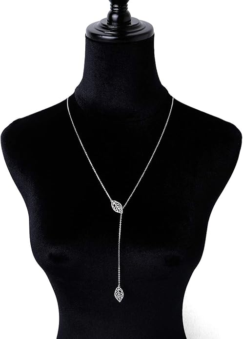 Long Necklace Sterling Silver Larait Bar Y Lariat Long Chain Drop Adjustable Necklace Gift for Her, 30"