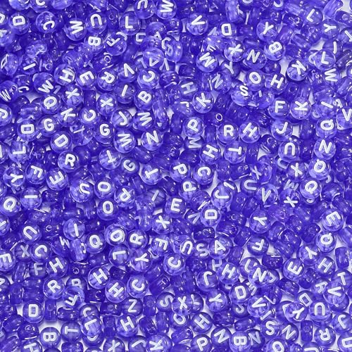 Ornaland 1480Pcs Letter Beads for Jewelry Making Bulk 7X4MM Small Acrylic Round Alphabet Beads for Earrings Necklaces Bracelets DIY Supplies(Light Purple) - color: Light Purple