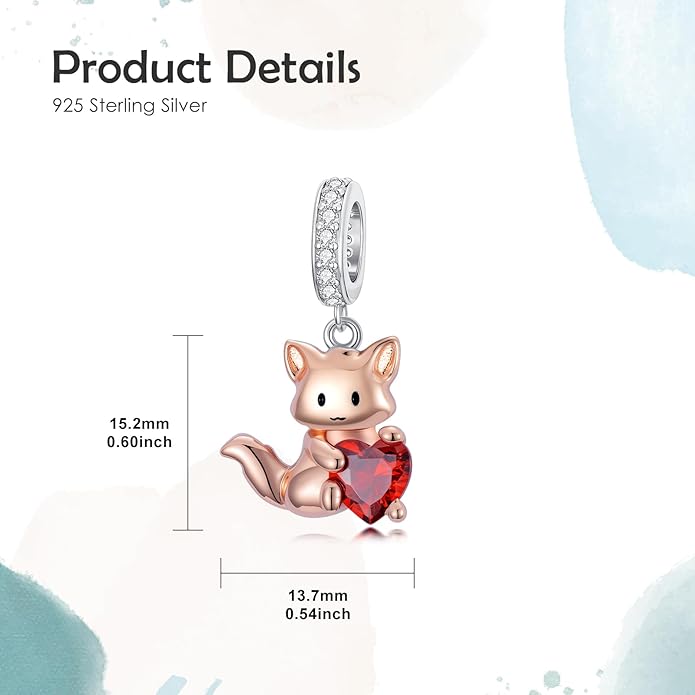 PROESS Sterling Silver/Red Panda/Cow/Highland Cow/Otter/Squirrel/Elephant/Axolotl/Cat/Fox/Bee/Butterfly/Hummingbird/Tiger/Lion/Mokeny/Koala/Dog Charm Animal Charms Bead for Jewelry Making