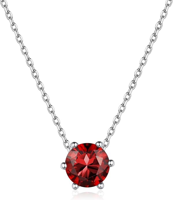 ChicSilver 925 Sterling Silver 12 Months Sparkling Round Cut Created Birthstone Pendant Necklace, 16 Inch Rolo Chain