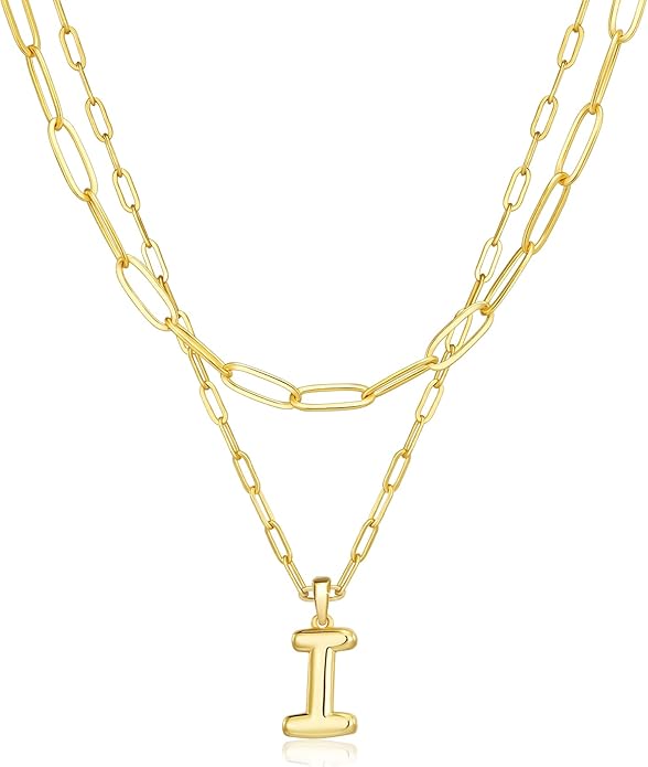adoyi Valentines Day Gifts for Women Hers Dainty 14K Gold Plated Heart Initial Necklaces Layered Letter A-Z Pendant Necklace Stack Trendy Jewelry Birthday Valentines Day Gifts for Women Jewelry