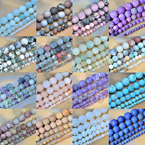 AD Beads Beautiful Natural Matte Gemstone Round Spacer Loose Beads 4-12mm (4mm, 33 Matte Amazonite) - color: 33 Matte Amazonite, size: 4mm
