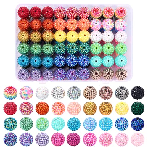 108pcs 20mm Rhinestone Beads for Pens, 36 Colors DIY Round Crystal DIY Disco Ball Resin Rhinestone Chunky Spacer Beads, Jewelry Making, Bracelets, Necklace - color: 36 Colors, size: 20mm