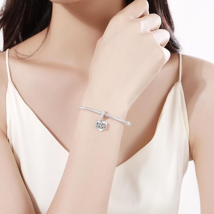 Birthstone Charms 925 Sterling Silver Charms Fit Pandora Charms Bracelet Fit Wife Mother's Day Christmas Birthday Gift