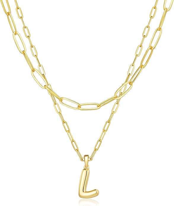 adoyi Valentines Day Gifts for Women Hers Dainty 14K Gold Plated Heart Initial Necklaces Layered Letter A-Z Pendant Necklace Stack Trendy Jewelry Birthday Valentines Day Gifts for Women Jewelry