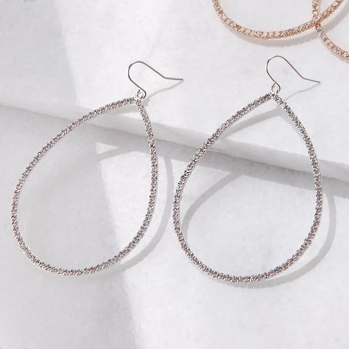 Simulated Diamond Teardrop Dangle Earrings For Women - Gold or Silver Tone with Cubic Zirconia - Hypoallergenic and Safe for Sensitive Ears