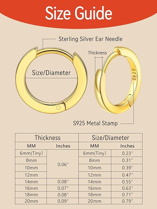 FaithHeart Sterling Silver Hoop Earrings for Women, Hypoallergenic Huggie Hoop Earrings Lightweight Small Cartilage Earrings Hoop Earring Dainty Everyday Earrings 6/8/10/12/14/15/16/18/20mm