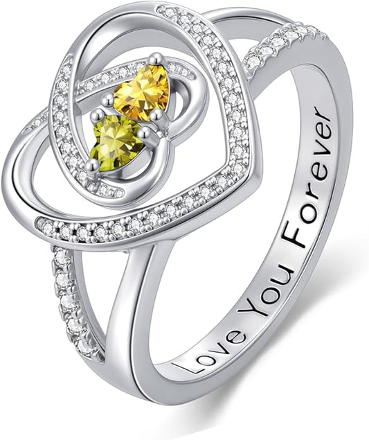 Valentine's Day Gifts for Women Birthstone Rings for Women Heart Statemet Engagement Eternity Wedding Promise Rings Jewelry Anniversary Christmas Valentine Mothers Day Birthday Gifts for Wife Her Girlfriend