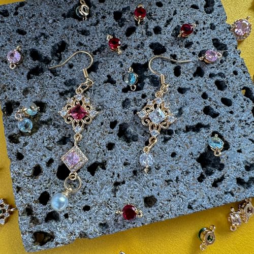 Zirconia Connector Charms Crystal Gold Plated Brass Links for Jewelry Making Bracelet Necklace Earring Pendant Craft Supplies DIY Accessories - color: RhombusA-Mix-10Pcs