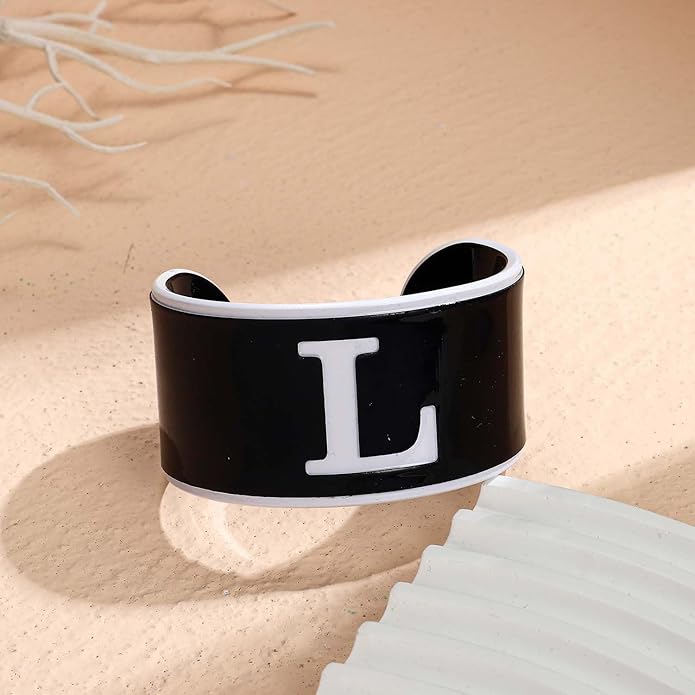 LILIE&WHITE Acrylic Monogram Resin Bracelet for Women Trendy Acrylic Statement Bracelets Jewelry Gift