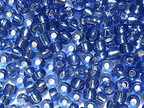 Blue Czech Glass Seed Beads Size:6/0 40 gr / 1.4 oz… (Blue Silver Lined) - color: Blue Silver Lined