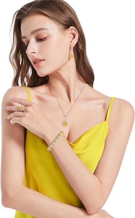 LMXXVJ Jewelry Set for Women,Teardrop Cubic Zirconia Necklace Earrings Adjustable Ring Bracelet Jewelry Set Formal Jewelry Gift