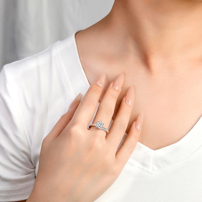 Elspeth 925 Sterling Silver Engagement Ring for Women Oval/Radiant/Pear/Princess/RoundCut Cubic Zirconia Promise Ring Size 4-10