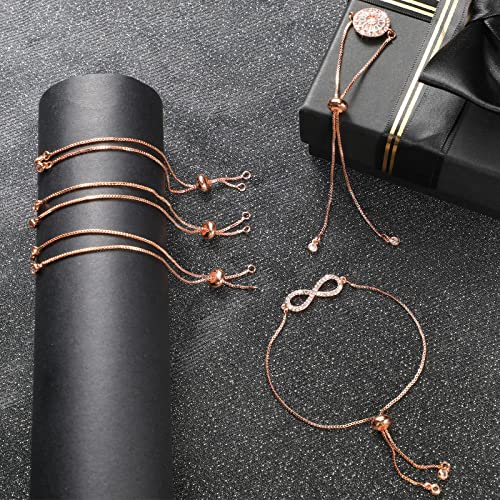 Sureio 10 Pieces Adjustable Slider Bracelet for Jewelry Making Bracelet Chains for DIY Jewelry Making Findings Extender Chains with Rhinestones Ends for Women (Rose Gold) - color: Rose Gold