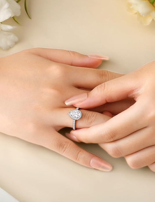 Elspeth 925 Sterling Silver Engagement Ring for Women Oval/Radiant/Pear/Princess/RoundCut Cubic Zirconia Promise Ring Size 4-10