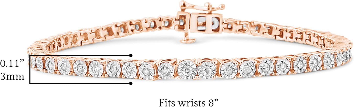 Original Classics 1.0 Cttw Miracle Set White Diamond Round Faceted Bezel Tennis Bracelet (I-J Color, I3 Clarity) - Choice of Metal Color and Size