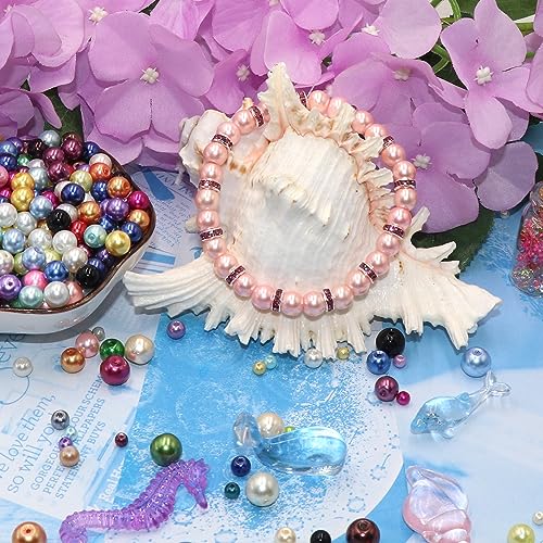 200Pcs Glass Pearl Beads Faux Pearls Round Czech Tiny Satin Luster Spacer Loose Beads Bulk with Holes Handcrafted for DIY Bracelets Jewelry Making Crafts Supplies (4MM, Pink) - color: Pink, size: 4MM