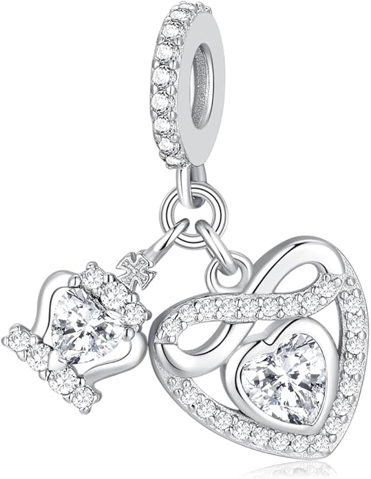Birthstone Charms for Pandora Charms Bracelets - 925 Sterling Silver Infinity Heart Dangle Charm fit Bracelet and Necklace Birthday Jewelry Gifts For Women
