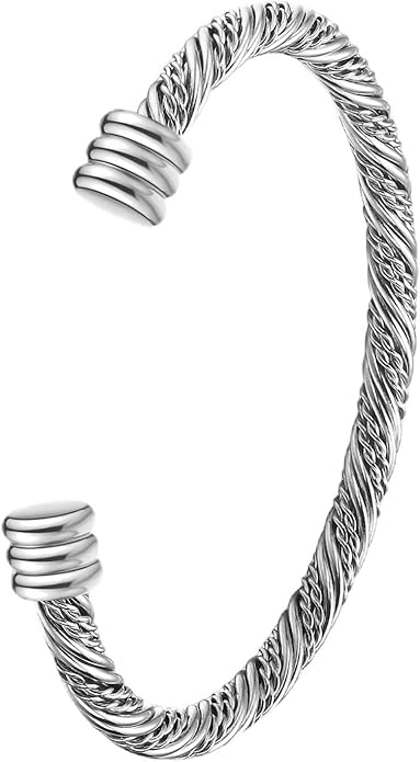 Stainless Steel Twisted Cable Wire Bracelets Adjustable Open Cuff Bangle Bracelet Vintage Jewelry Gift for Women