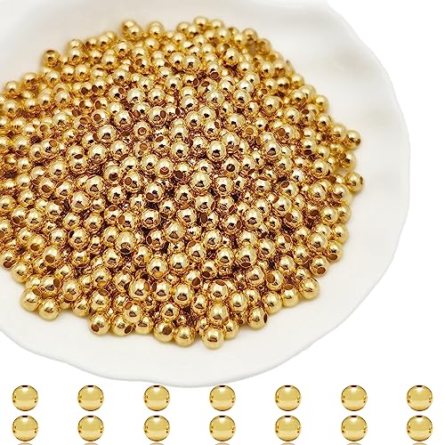 1500Pcs 3.2mm Metallic Plated Round Spacer Beads, Smooth, Crimp Stopper, Bracelet Making Clamp End Spacer Beads for Jewelry Making (K-Gold) - color: K-Gold, size: 3.2mm