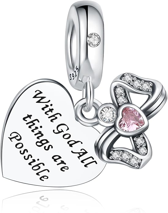 925 Sterling Silver Charms Fit Pandora Charms Bracelet God Has You In His Arms I Have You In My Heart Fit Wife Daughter Mother's Day Christmas Birthday Gift