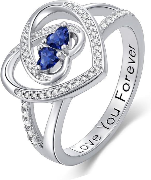 Valentine's Day Gifts for Women Birthstone Rings for Women Heart Statemet Engagement Eternity Wedding Promise Rings Jewelry Anniversary Christmas Valentine Mothers Day Birthday Gifts for Wife Her Girlfriend