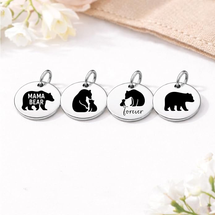 SM Design Pregnancy & New Baby Charm Set – Set of 4 Meaningful Stainless Steel Charms – Great for Crafting, Making Bracelets and Necklaces - Meaningful Keepsake Charms for Expecting & New Moms