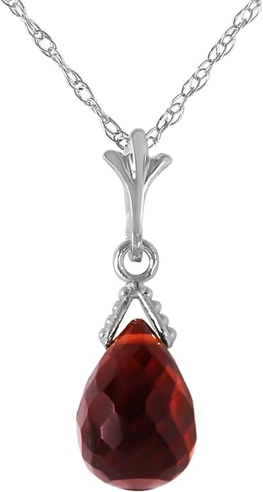 Galaxy Gold GG 14k Solid Gold Jewelry Set: Natural Briolette Garnet Pendant Necklace and Dangle Earrings